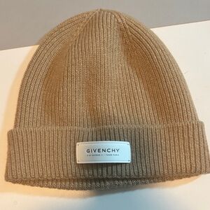 Givenchy Camel Ribbed Knit Beanie